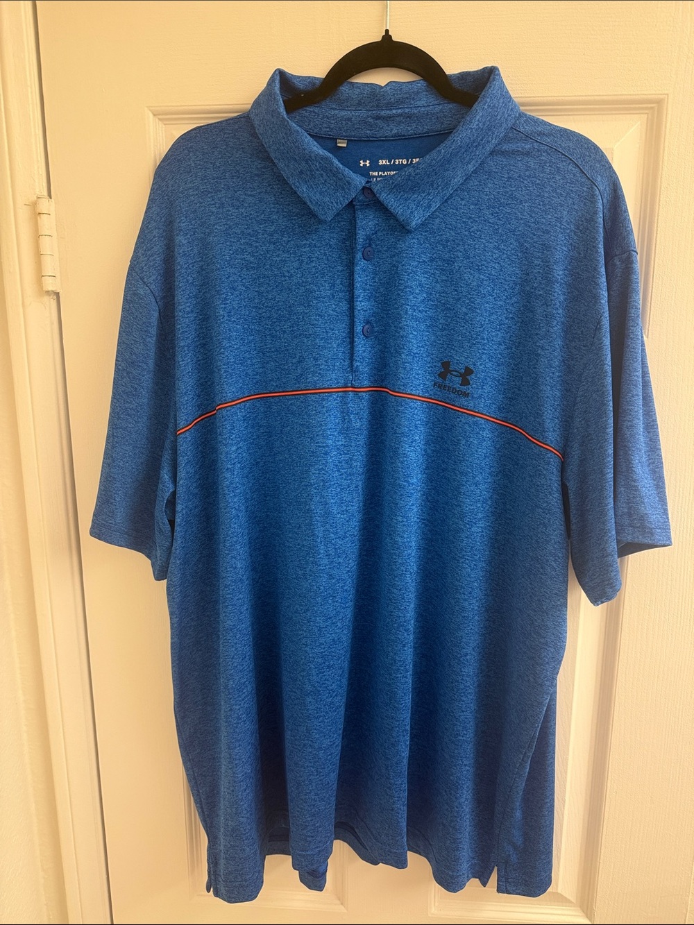 Under Armour Men's Heather Royal Blue Polo with Orange Piping
